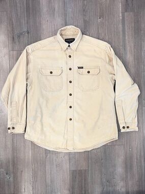 Woolrich Cream Corduroy Button Shirt Jacket